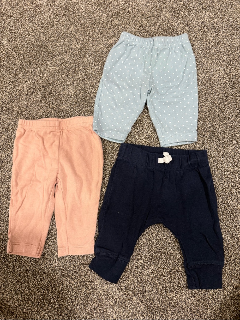 Carter's Baby Girls 3-Pack Pants - Pink, Light Blue Polka Dot & Navy